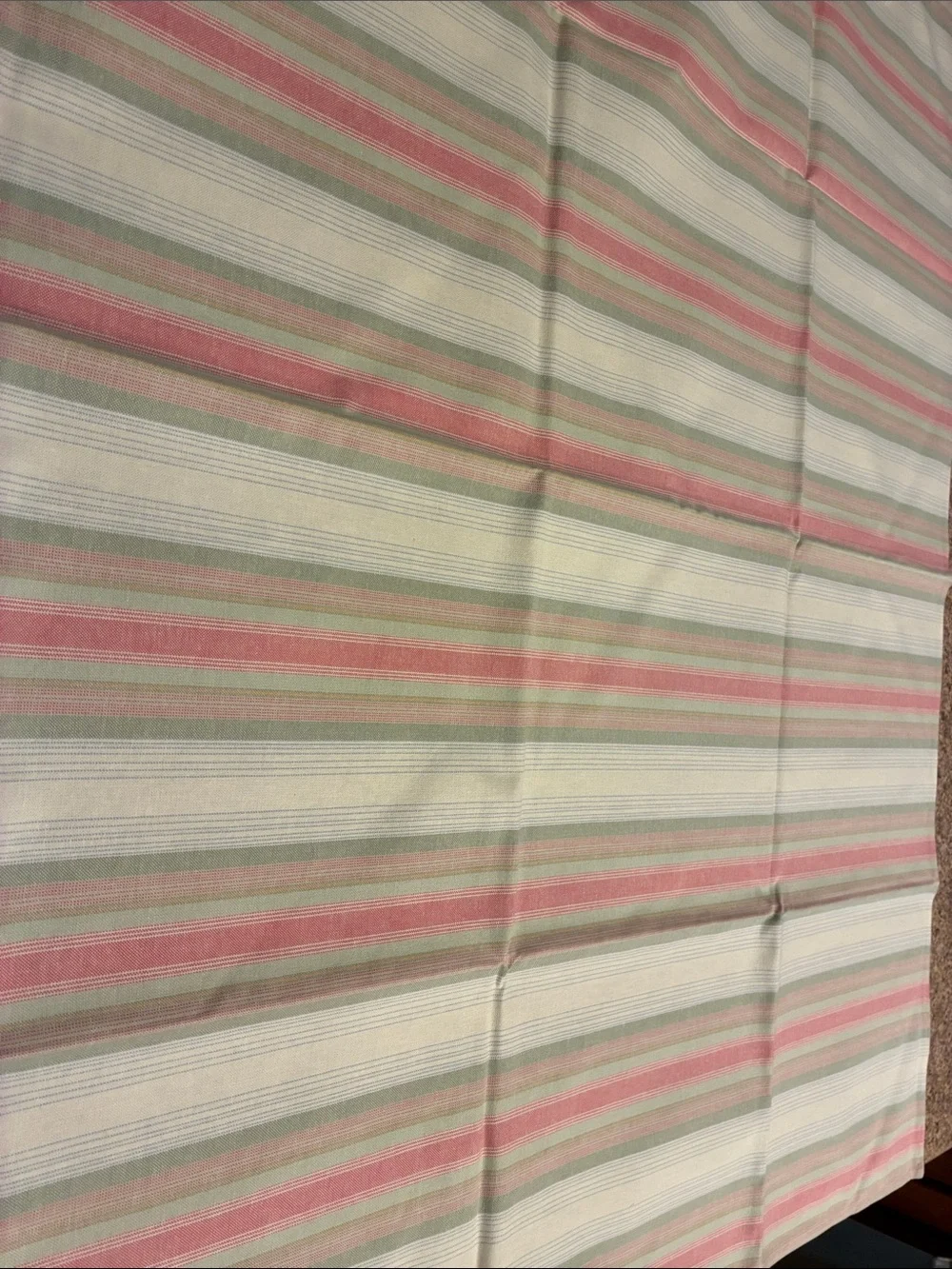 Longaberger 36” Cabana Stripe Fabric Square - Pink, Green & Cream SMELLS MUSTY
